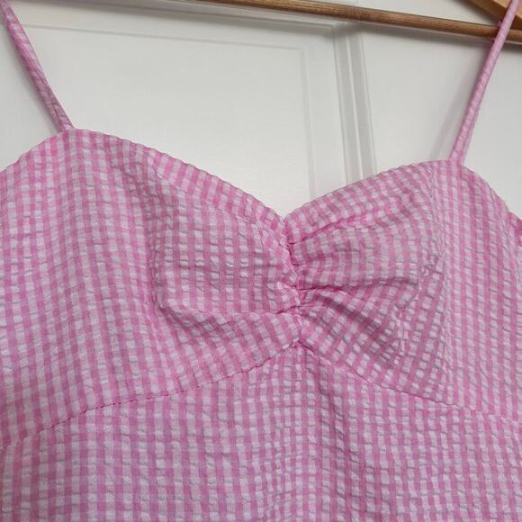 Hutch Babydoll Gingham Sweetheart Mini Slip Dress Women’s 0 Pink Preppy Romantic - Picture 4 of 10